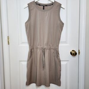Calvin Klein Performance Tank Dress Stretch Size Medium Taupe Beige